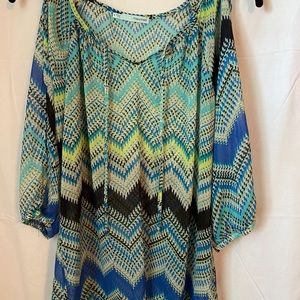 Maurices chevron pheasant top with cut out sleeves